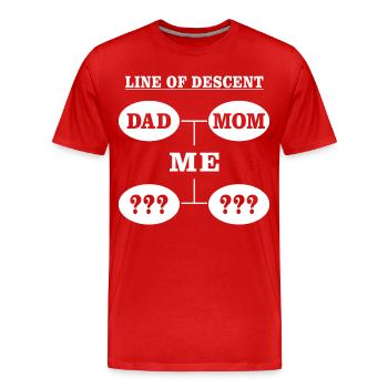 Ligne de descendance Maman Papa Moi Chemise - T-shirt bio Premium Homme - rouge - Devant - Damien (186cm)