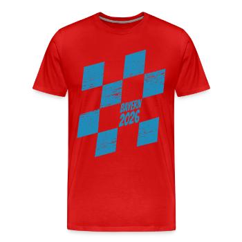 Bayern 2026 Rauten blau weiß - Männer Premium Bio T-Shirt - Rot - Vorne - Damien (186cm)
