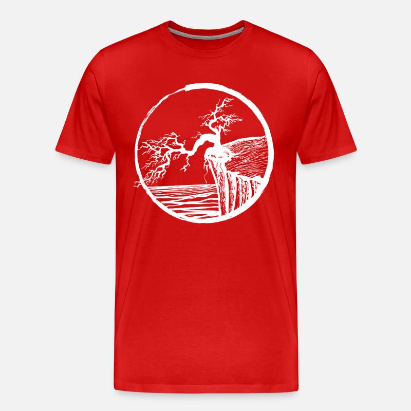 Landschaft mit Baum am Klippenrand - Männer Premium Bio T-Shirt - Rot