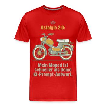 Ostalgie Moped. KI Prompt Spruch - Männer Premium Bio T-Shirt - Rot - Vorne - Damien (186cm)