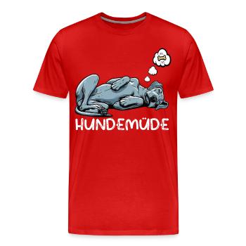 Hundemüde Deutsche Dogge Doggen Doggenbesitzer  - Männer Premium Bio T-Shirt - Rot - Vorne - Damien (186cm)