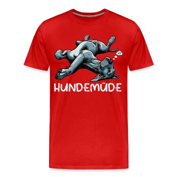 Hundemüde Deutsche Dogge Doggen Doggenbesitzer  - Männer Premium Bio T-Shirt - Rot - Vorne - Damien (186cm)