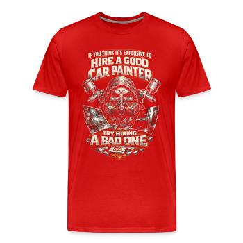 Peintre de véhicules Peintre de voitures Peintre - T-shirt bio Premium Homme - rouge - Devant - Damien (186cm)
