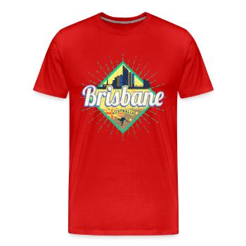 Souvenir de la skyline de Brisbane, Queensland, Australie - T-shirt bio Premium Homme - rouge - Devant - Damien (186cm)