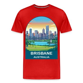 Affiche de voyage Brisbane Australia Story Bridge - T-shirt bio Premium Homme - rouge - Devant - Damien (186cm)