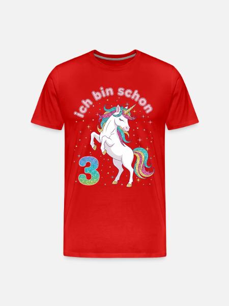 3-års fødselsdag Enhjørningepige Jeg er allerede 3 - Herre Premium T-shirt økologisk - rød