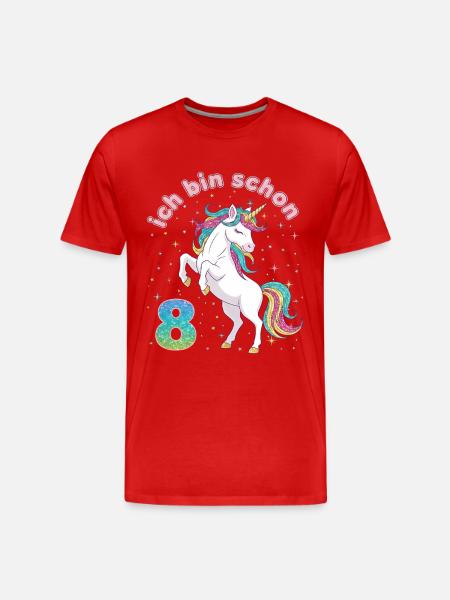 8-års fødselsdag, enhjørningepige, jeg er allerede 8 - Herre Premium T-shirt økologisk - rød