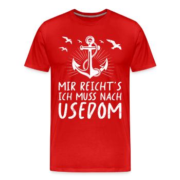 Insel Usedom MIR REICHT'S ICH MUSS NACH USEDOM - Männer Premium Bio T-Shirt - Rot - Vorne - Damien (186cm)