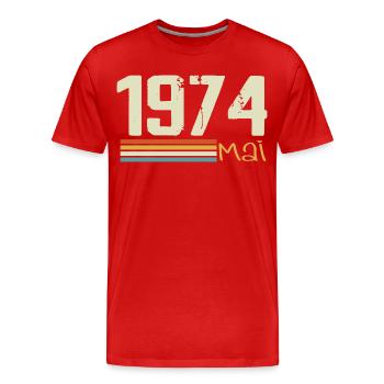 May 1974 - Men's Premium Organic T-Shirt - red - Front - Damien (186cm)