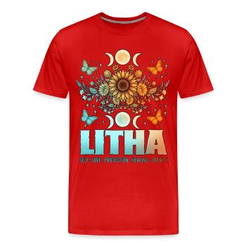 Litha Pagan: Sommersonnenwende, Mittsommer, Mittsommer, Mittsommer. - Männer Premium Bio T-Shirt - Rot - Vorne - Damien (186cm)