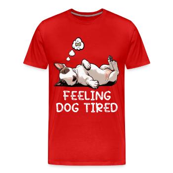 Un bull terrier miniature Bull Terrier Épuisé - T-shirt bio Premium Homme - rouge - Devant - Damien (186cm)