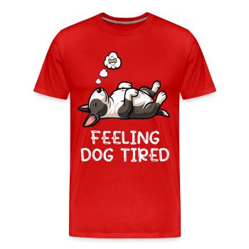 Un bull terrier miniature Bull Terrier Épuisé - T-shirt bio Premium Homme - rouge - Devant - Damien (186cm)