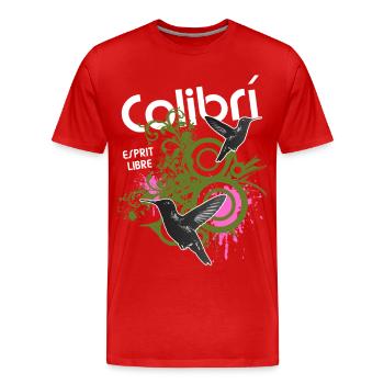 Liberté Colibris Urbains - T-shirt bio Premium Homme - rouge - Devant - Damien (186cm)