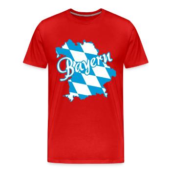 Bayern | Blau Weiß Rauten - Männer Premium Bio T-Shirt - Rot - Vorne - Damien (186cm)