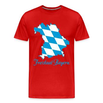 Freistaat Bayern Landkarte blau weiß Rautenmuster - Männer Premium Bio T-Shirt - Rot - Vorne - Damien (186cm)