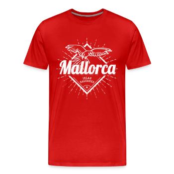 Île de Majorque, îles Baléares avec souvenir rétro de perroquet - T-shirt bio Premium Homme - rouge - Devant - Damien (186cm)