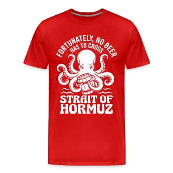 Heureusement, pas d’humour à la bière à la manière d’Hormuz - T-shirt bio Premium Homme - rouge - Devant - Damien (186cm)