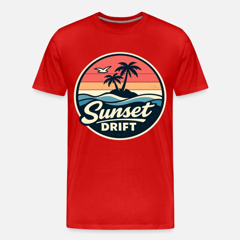 Sunset Drift - Männer Premium Bio T-Shirt - Rot