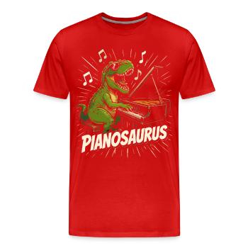 Spaßiger Pianist-Dinosaurier - Männer Premium Bio T-Shirt - Rot - Vorne - Damien (186cm)