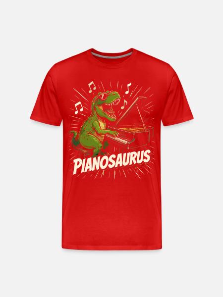 Fun Pianist Dinosaur - Men's Premium Organic T-Shirt - red