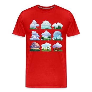 Wolkenlandschaften Cartoon Set - Männer Premium Bio T-Shirt - Rot - Vorne - Damien (186cm)