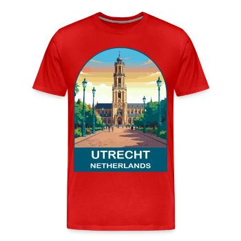 Utrecht Néerlandais Tour Dom Art de voyage vintage - T-shirt bio Premium Homme - rouge - Devant - Damien (186cm)