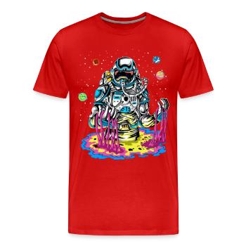 Psychedelische Astronauten-Schmelz-Regenbogen-Weltraum-Schleimkunst - Männer Premium Bio T-Shirt - Rot - Vorne - Damien (186cm)