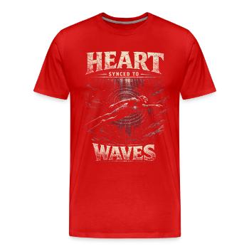 Apnoetauchen Freitauchen Heart Synced To Waves - Männer Premium Bio T-Shirt - Rot - Vorne - Damien (186cm)
