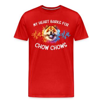 Chowchow Heart Line - Men's Premium Organic T-Shirt - red - Front - Damien (186cm)
