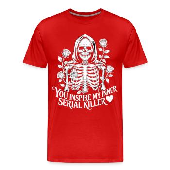 Tu inspires mon t-shirt gothique intérieur de tueur en série - T-shirt bio Premium Homme - rouge - Devant - Damien (186cm)