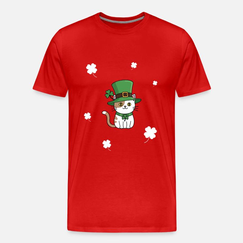 St. Patrick's Day Katze - Männer Premium Bio T-Shirt - Rot