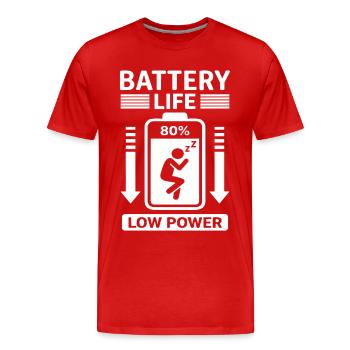 Battery Life Low Power Humor Akku Leer - Männer Premium Bio T-Shirt - Rot - Vorne - Damien (186cm)
