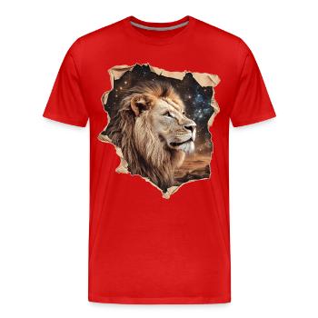 Löwe Sternenhimmel - Männer Premium Bio T-Shirt - Rot - Vorne - Damien (186cm)