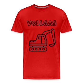 Excavatrice rouge à pleine accélération - T-shirt bio Premium Homme - rouge - Devant - Damien (186cm)