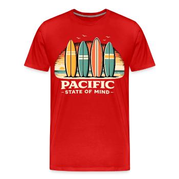 Pacific State of Mind - Men's Premium Organic T-Shirt - red - Front - Damien (186cm)