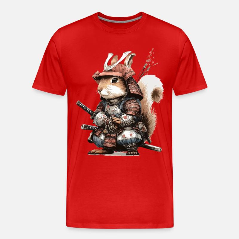 Eichhörnchen-Samurai in Rüstung - Männer Premium Bio T-Shirt - Rot
