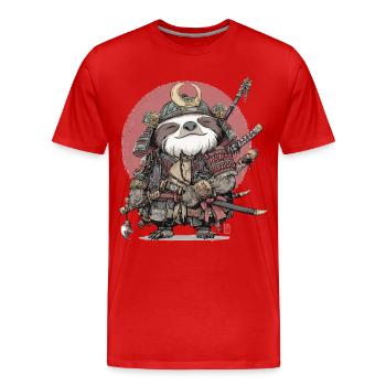 Armure samouraï paresseuse - T-shirt bio Premium Homme - rouge - Devant - Damien (186cm)