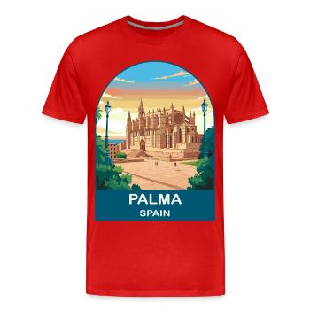 Palma Spain Vintage Travel Poster Art - Men's Premium Organic T-Shirt - red - Front - Damien (186cm)