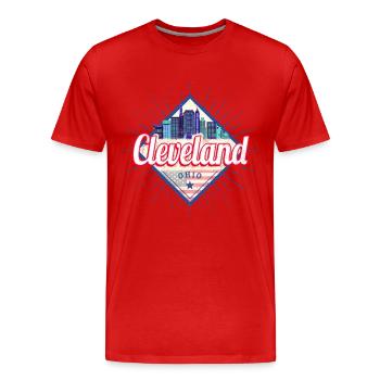 Cleveland Ohio United States Skyline Souvenir - Men's Premium Organic T-Shirt - red - Front - Damien (186cm)