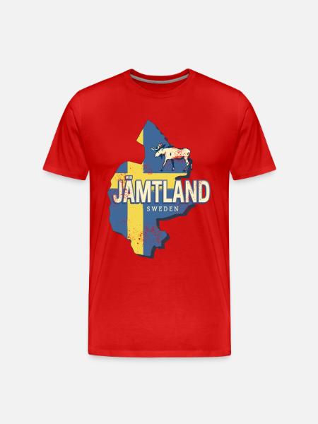 Jämtland i Sveriges län med kartdesign - Organic T-shirt Ekologisk premium-T-shirt herr - röd