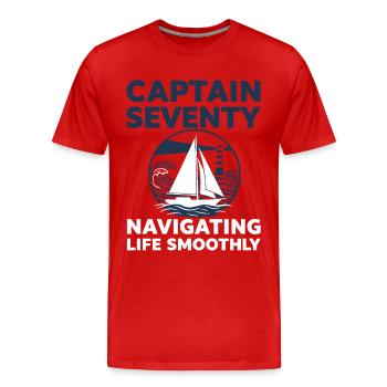 Captain 70 years of sailing - Men's Premium Organic T-Shirt - red - Front - Damien (186cm)