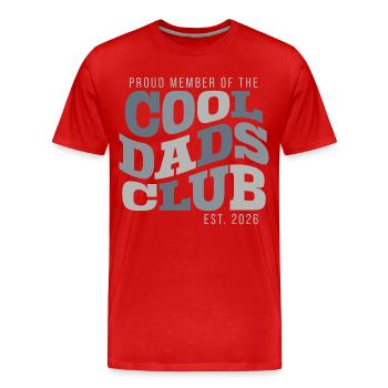 Club des Pères Cool - Cadeau Papa 2026 - T-shirt bio Premium Homme - rouge - Devant - Damien (186cm)