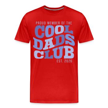 Club des Pères Cool - Cadeau Papa 2026 - T-shirt bio Premium Homme - rouge - Devant - Damien (186cm)