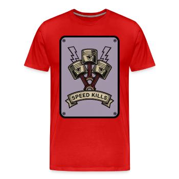 Motorcycle Biker V-Twin Motor Skull Skull Rocker - Men's Premium Organic T-Shirt - red - Front - Damien (186cm)