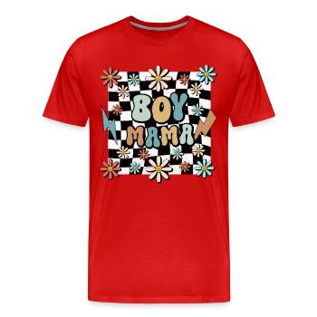 Boy Mama Blumen Muster Mutter Schwangerschaft - Männer Premium Bio T-Shirt - Rot - Vorne - Damien (186cm)
