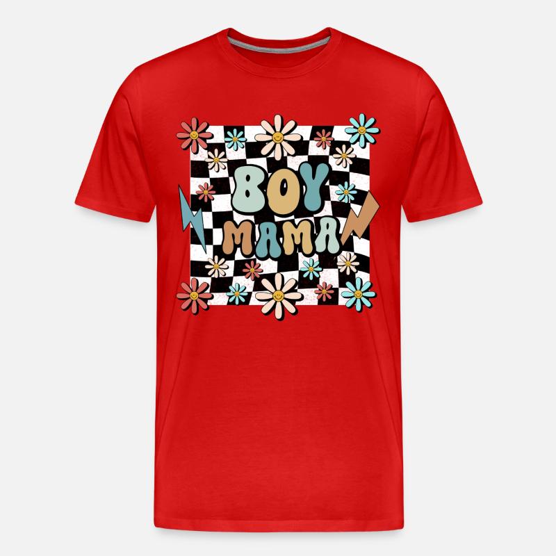 Boy Mama Blumen Muster Mutter Schwangerschaft - Männer Premium Bio T-Shirt - Rot