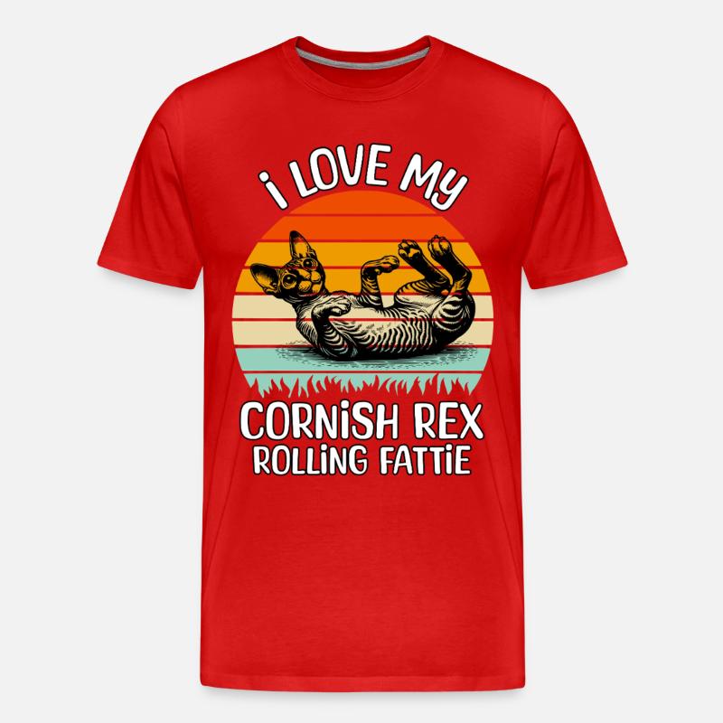 Lustige Cornish Rexkatze - Männer Premium Bio T-Shirt - Rot