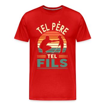 Tel Père Tel Fils Golf Cadeau Papa Golfeur - T-shirt bio Premium Homme - rouge - Devant - Damien (186cm)