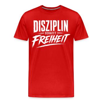 Disziplin schafft Freiheit - Männer Premium Bio T-Shirt - Rot - Vorne - Damien (186cm)