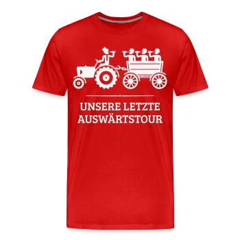 Unsere Letzte Auswärtstour Mit Trecker (JGA / W) - Männer Premium Bio T-Shirt - Rot - Vorne - Damien (186cm)